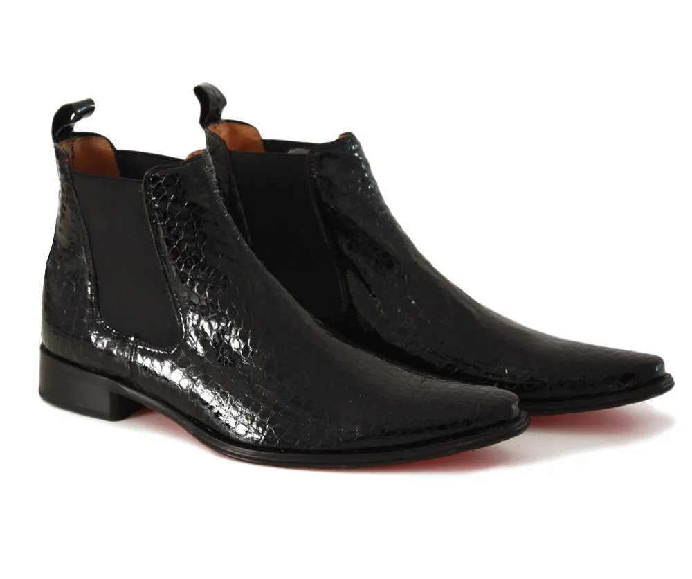 BOTIN CABALLERO EN COCO CHAROL NEGRO ELEGANTE