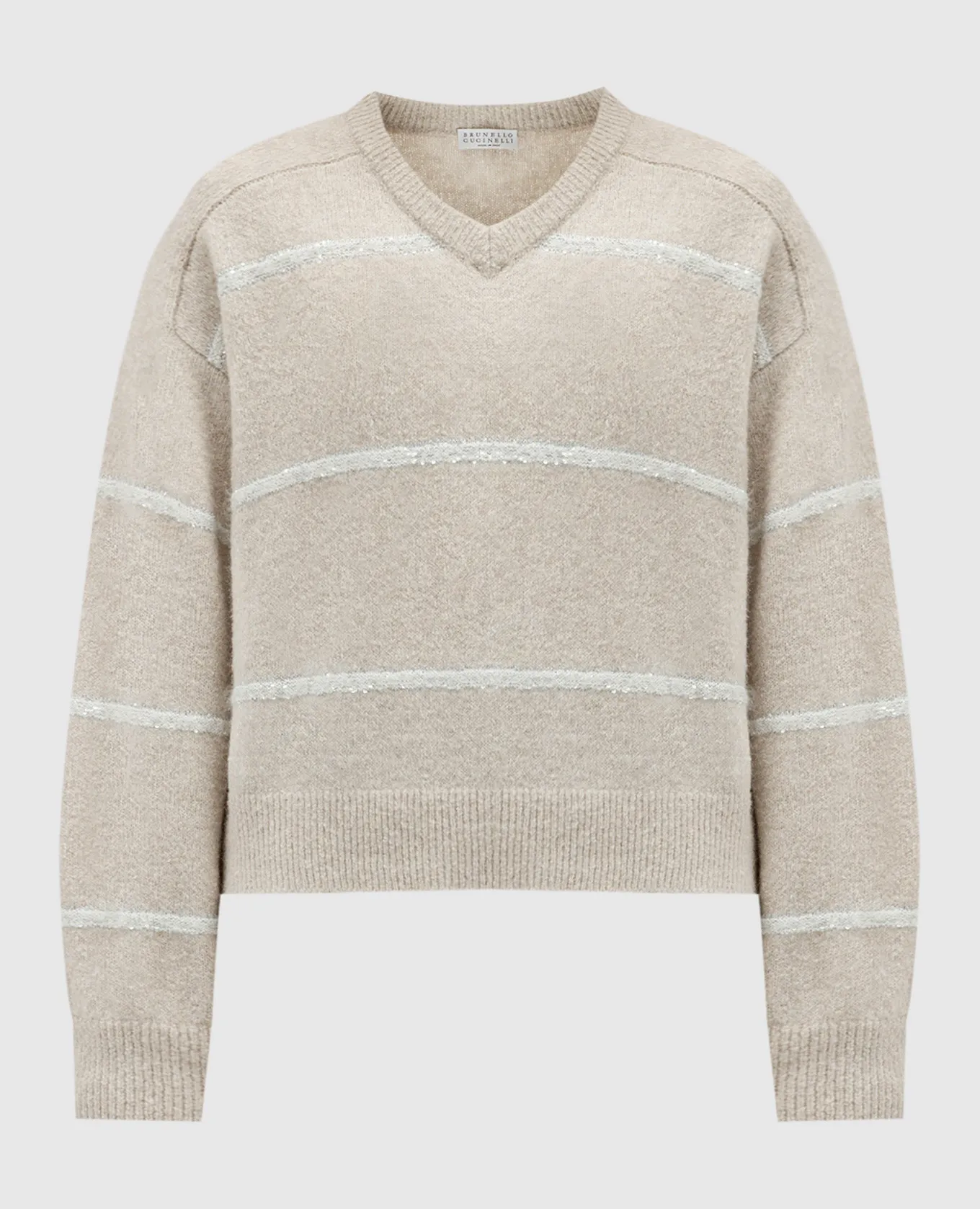 Brunello Cucinelli Beige pullover with wool and sequins
