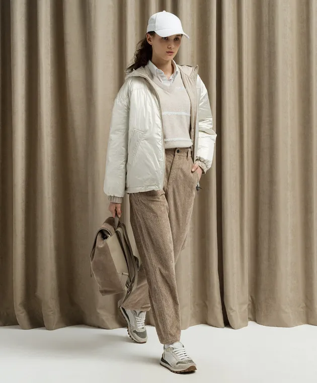 Brunello Cucinelli Beige pullover with wool and sequins