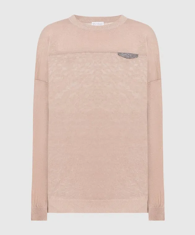 Brunello Cucinelli Brown jumper with monil chain