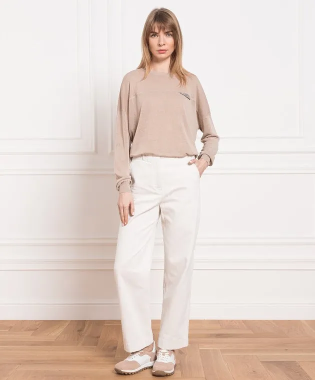 Brunello Cucinelli Brown jumper with monil chain