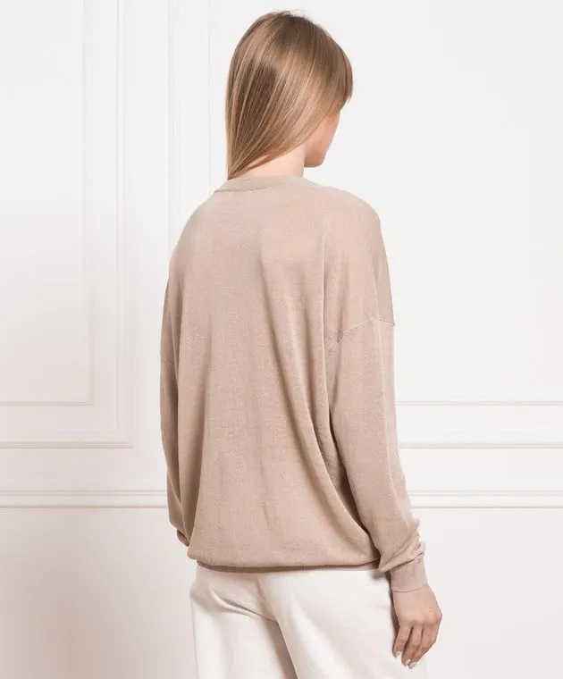 Brunello Cucinelli Brown jumper with monil chain