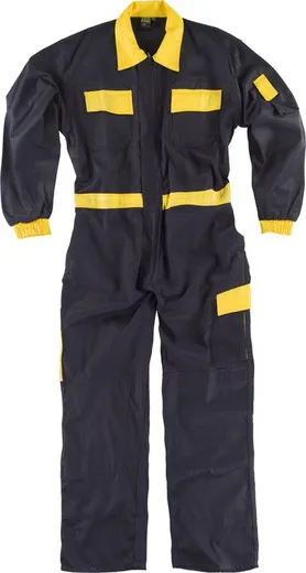Buzo linea 2 con cintura y tapetas combinadas Negro Amarillo
