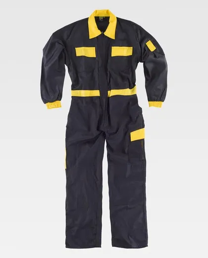 Buzo linea 2 con cintura y tapetas combinadas Negro Amarillo