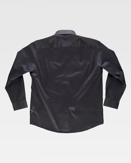 Camisa de manga larga, con dos bolsos 100% Algodón Negro