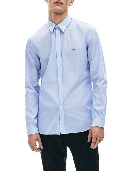 camisa lacoste cuadros azul para hombre