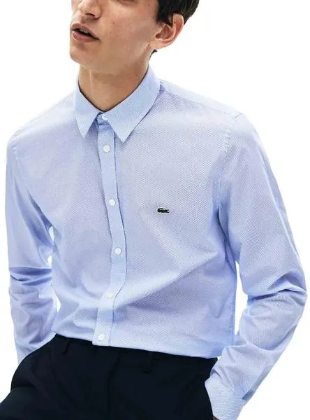 camisa lacoste cuadros azul para hombre