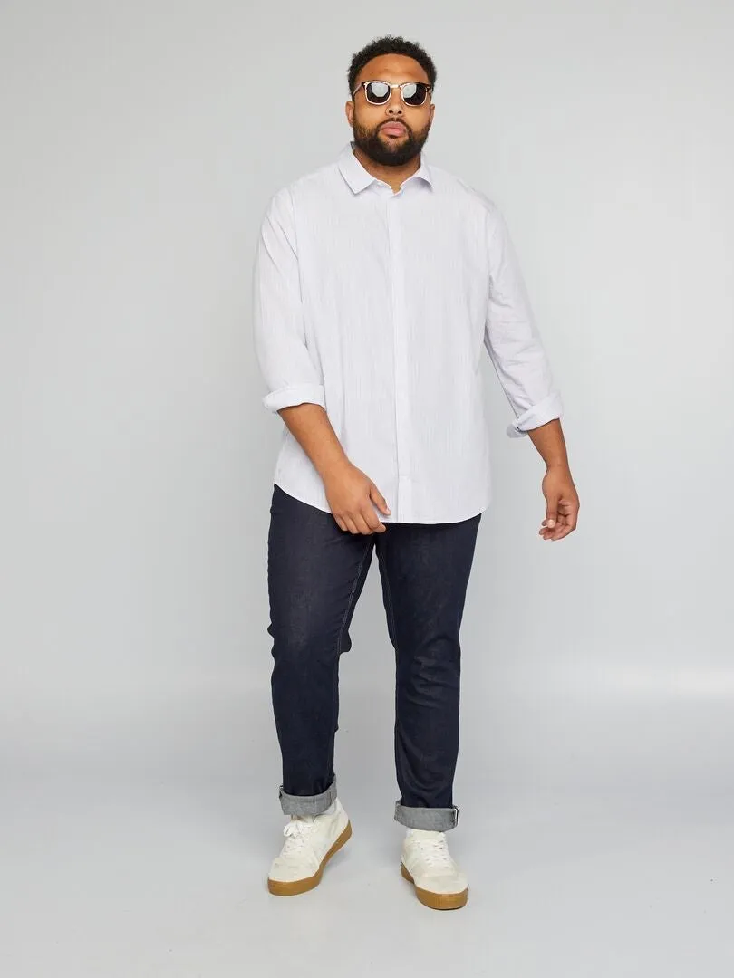 CAMISA REGULAR DE RAYAS  BEIGE