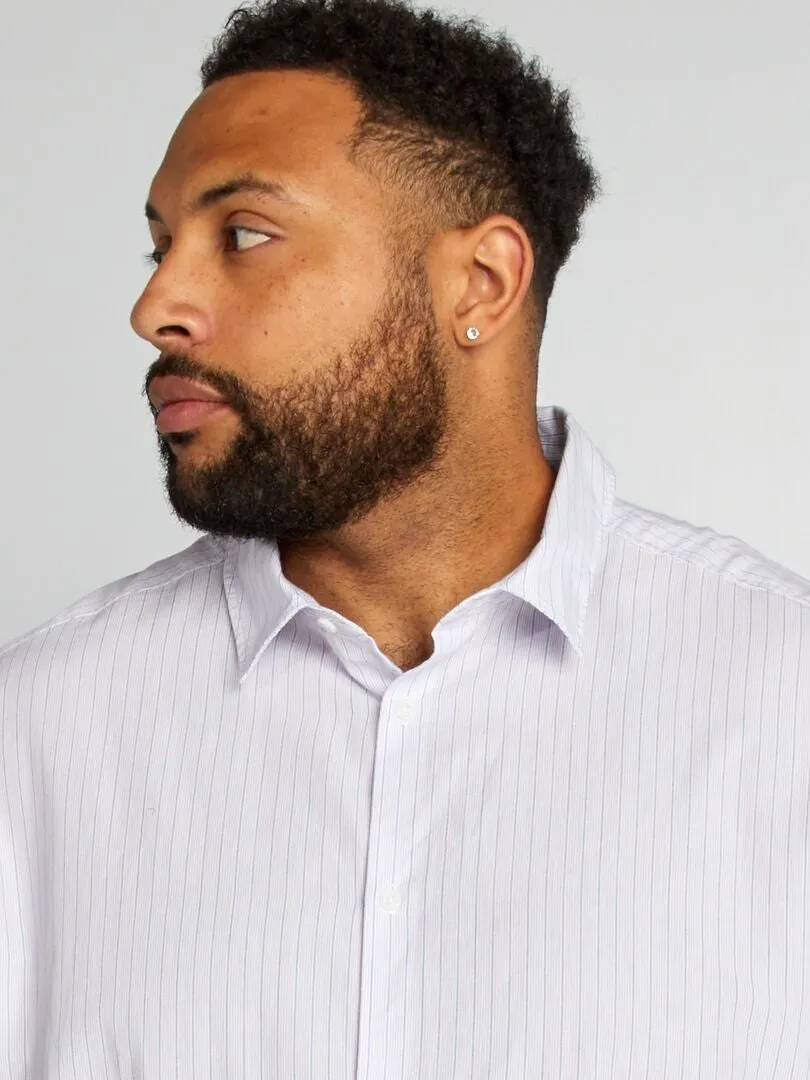 CAMISA REGULAR DE RAYAS  BEIGE