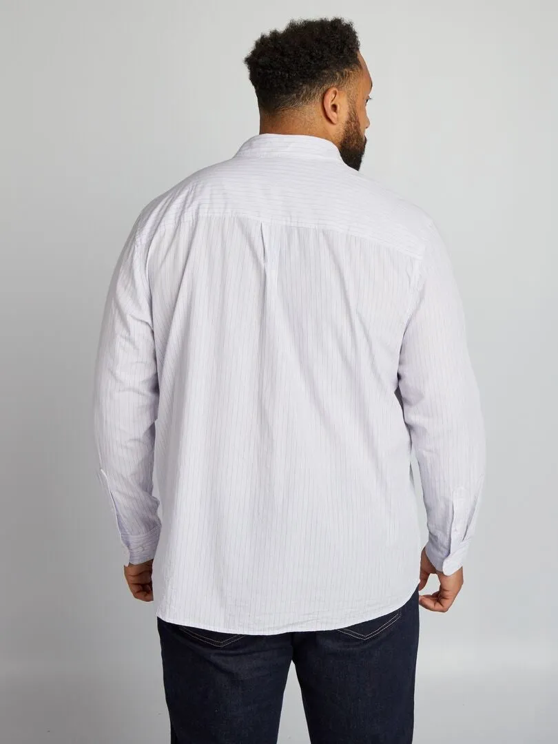 CAMISA REGULAR DE RAYAS  BEIGE