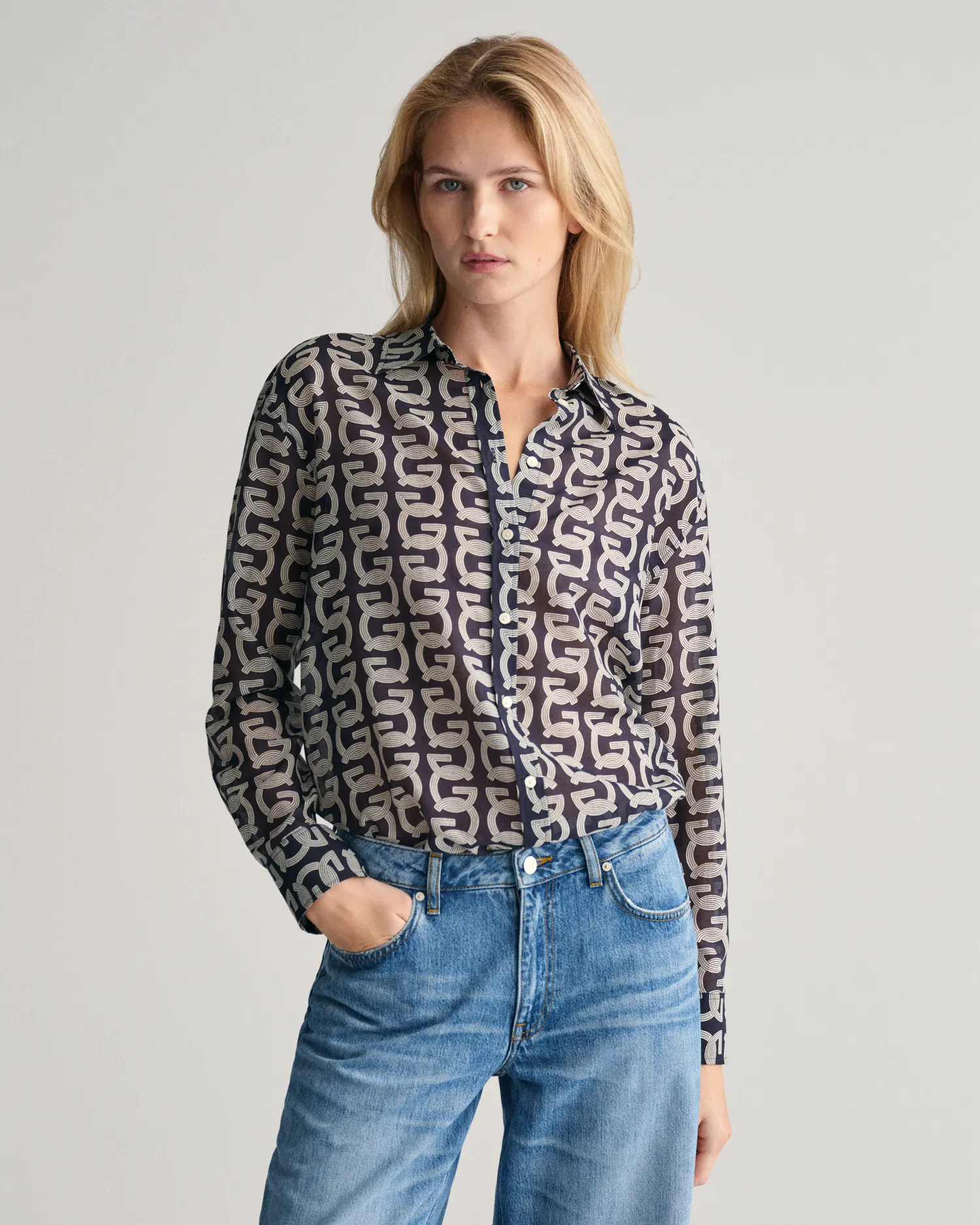 Camisa Relaxed Fit de algodón y seda G Patterned