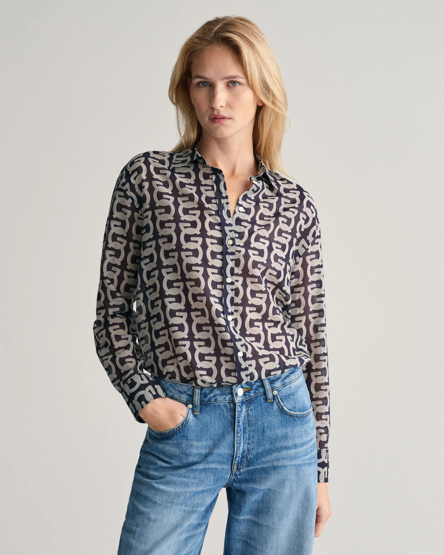 Camisa Relaxed Fit de algodón y seda G Patterned