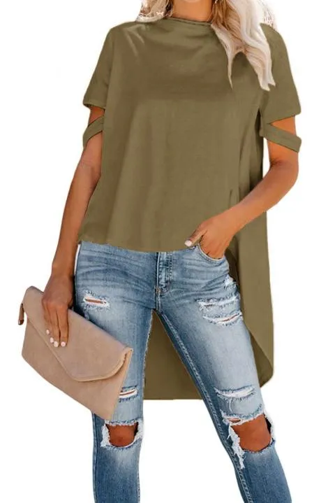 Camiseta corta asimétrica Vebtura, marrón