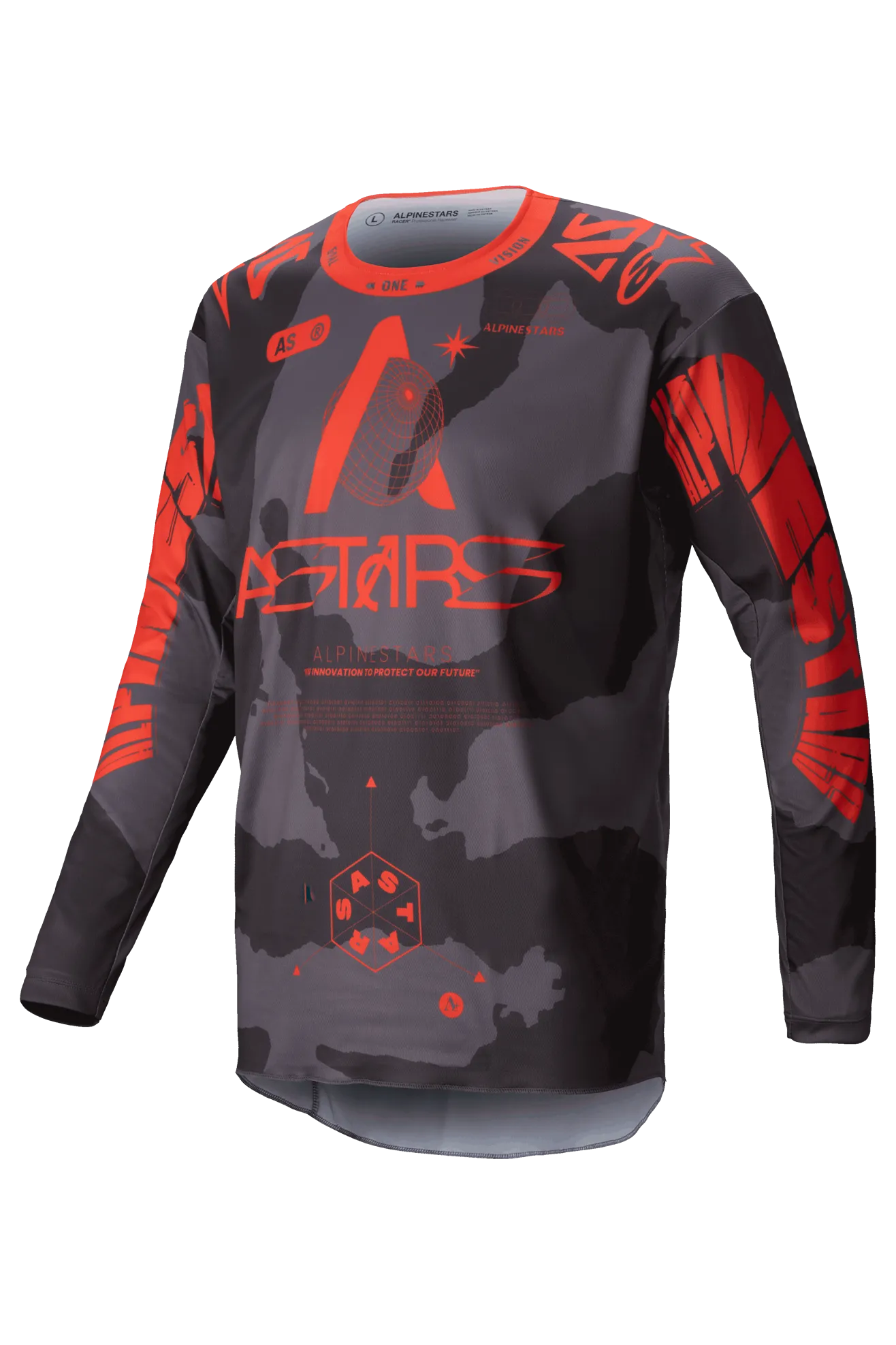 CAMISETA DE CROSS ALPINESTARS RACER HOLLOW GRIS CAMUFLAJENARANJA FLúOR  