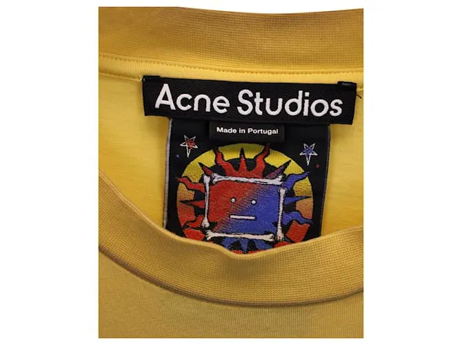 Camiseta extragrande de punto estampada de algodón amarillo de Acne Studios 