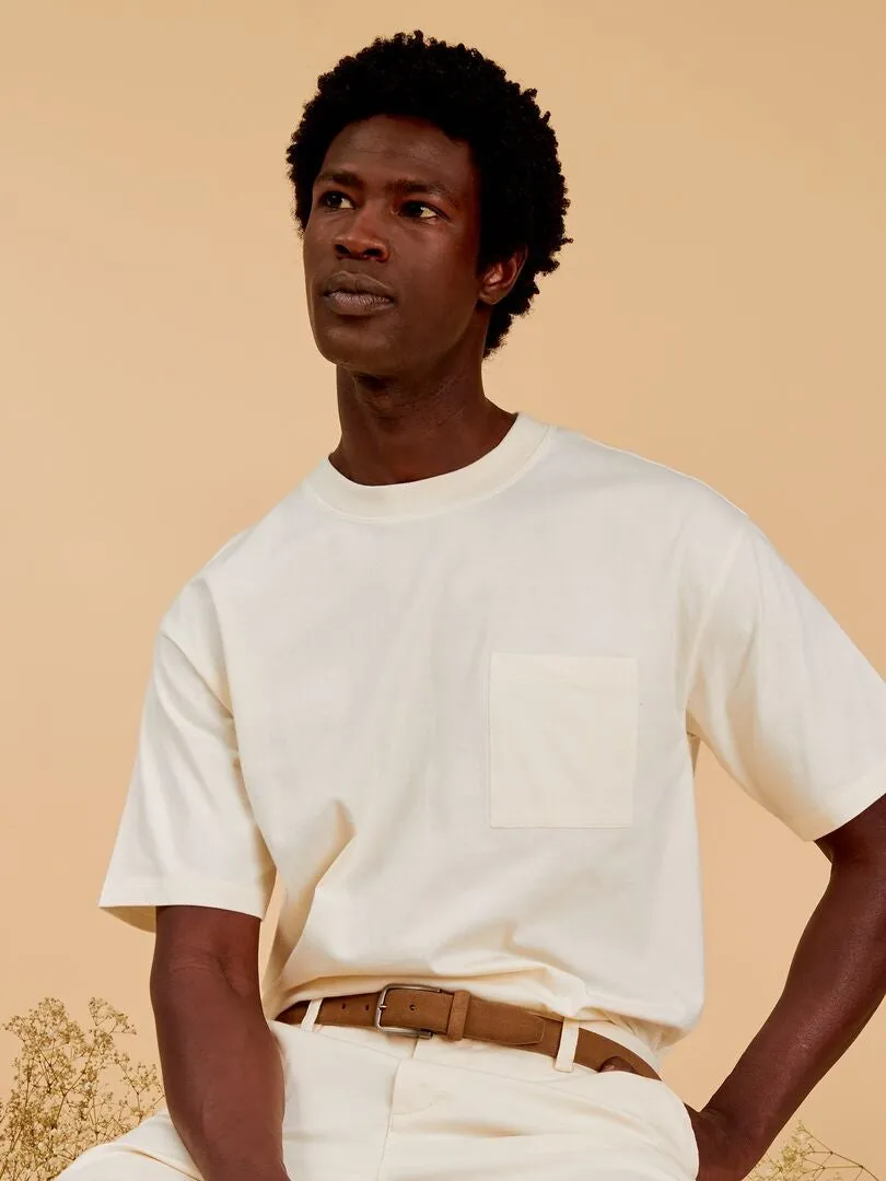CAMISETA LISA CORTE ANCHO  BEIGE