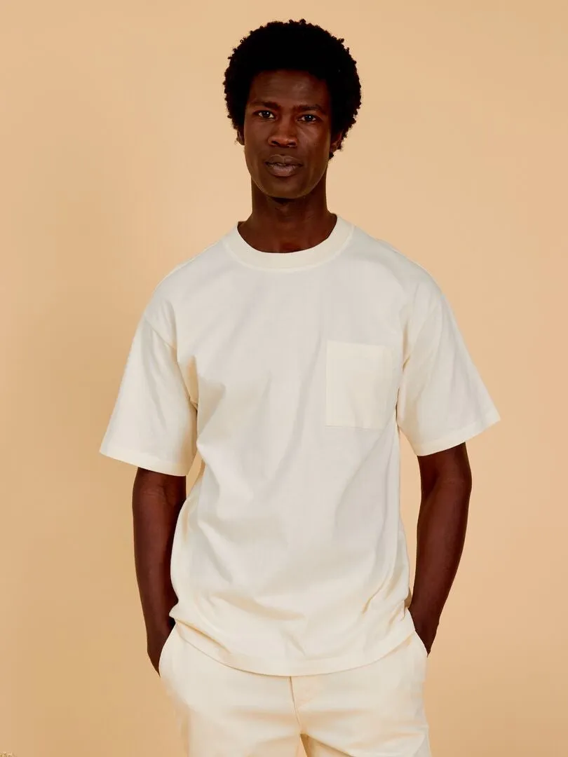CAMISETA LISA CORTE ANCHO  BEIGE