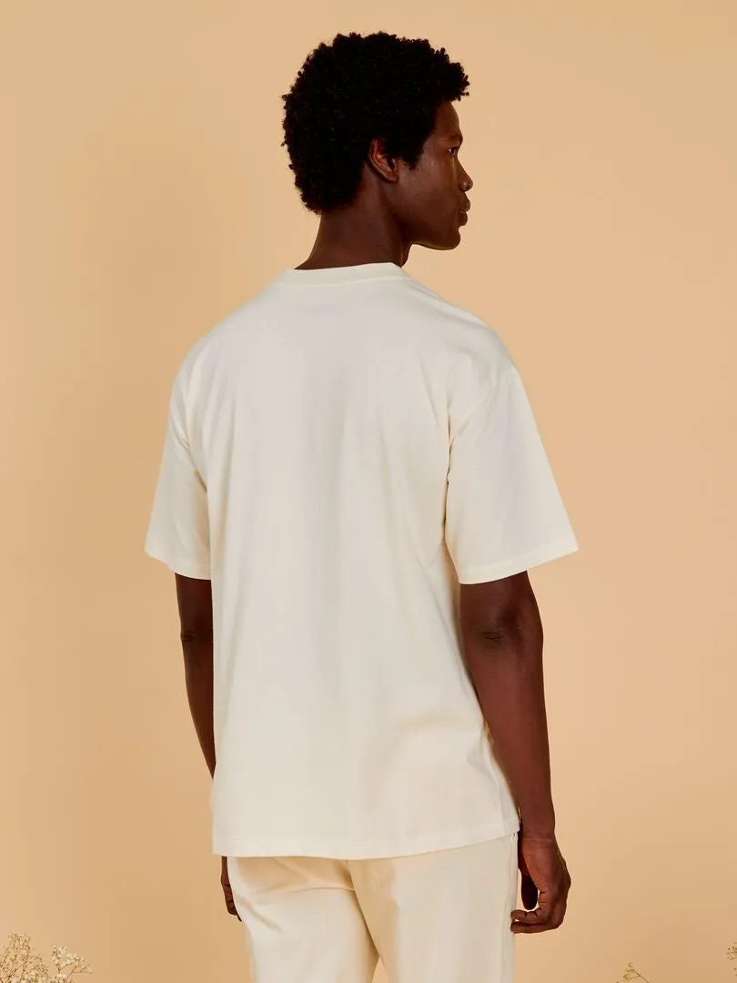 CAMISETA LISA CORTE ANCHO  BEIGE