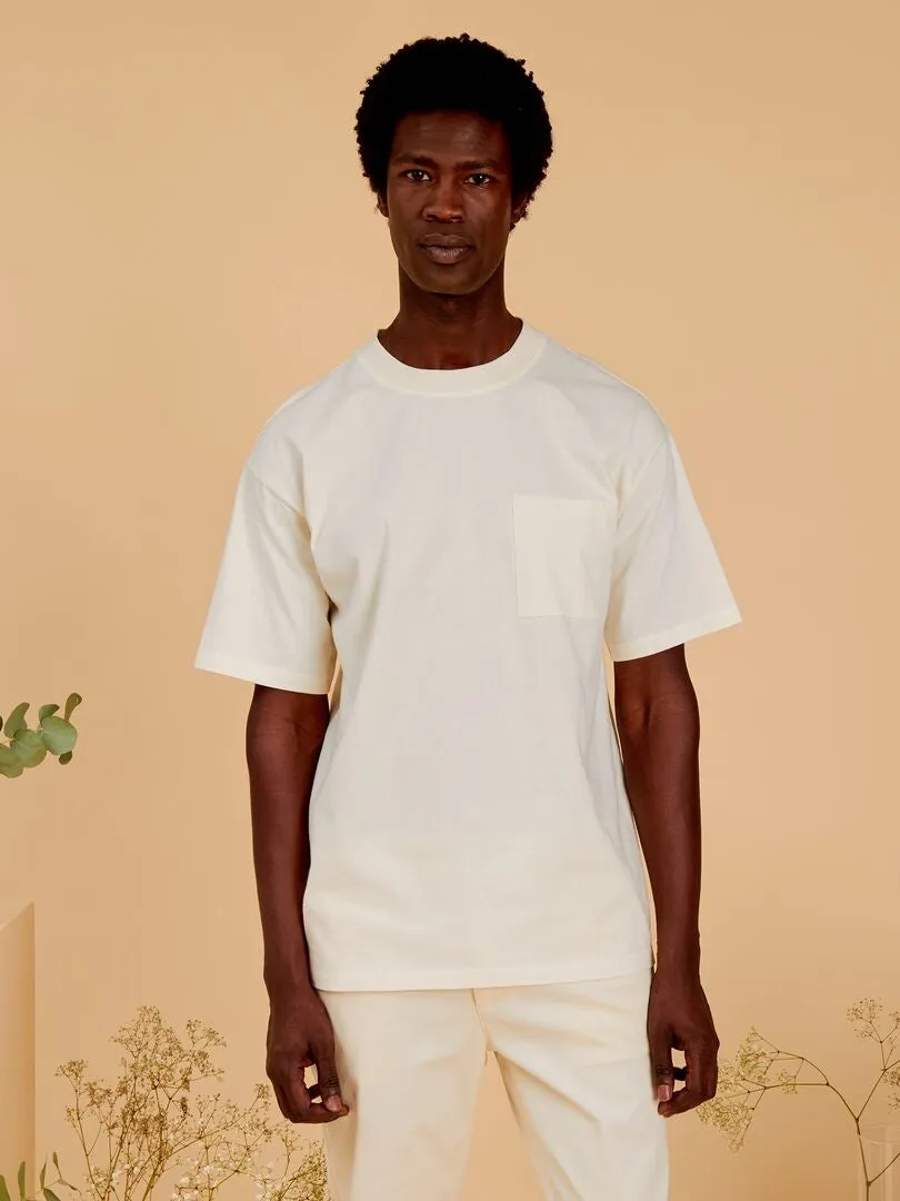 CAMISETA LISA CORTE ANCHO  BEIGE
