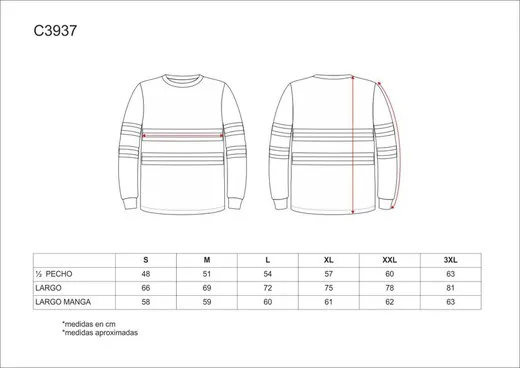 Camiseta manga larga, cuello redondo, cintas reflectantes combinadas Marino Amarillo A.V.