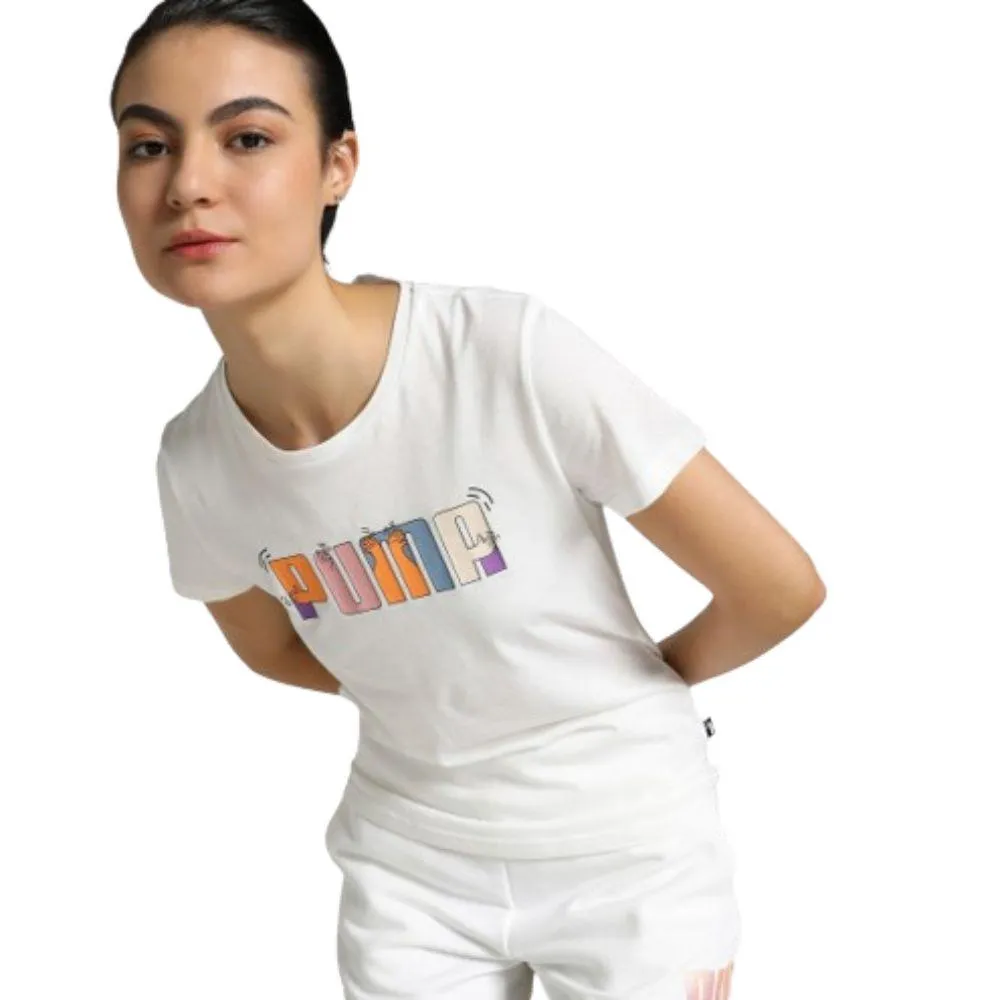 CAMISETA PUMA ESS+ GRAPHIC Mujer. Blanco 679916 02