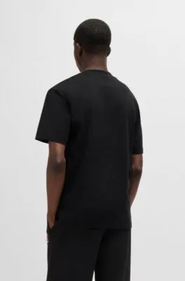 Camiseta relaxed fit en punto de algodón con logo doble