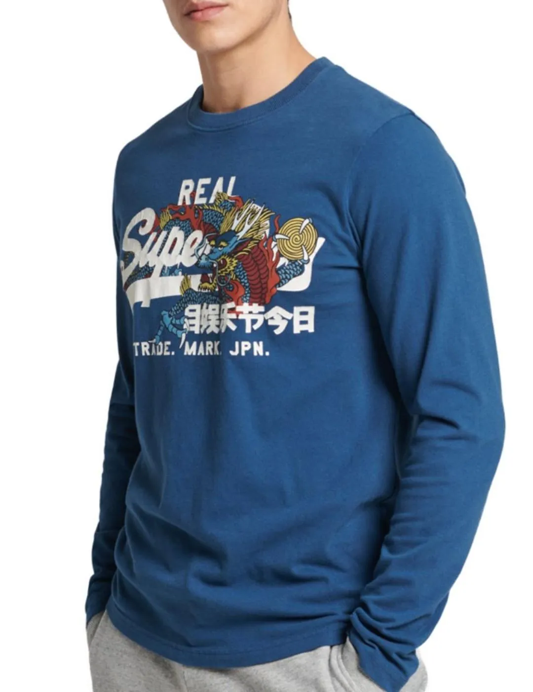 CAMISETA SUPERDRY NARRATIVE AZUL PARA HOMBREA