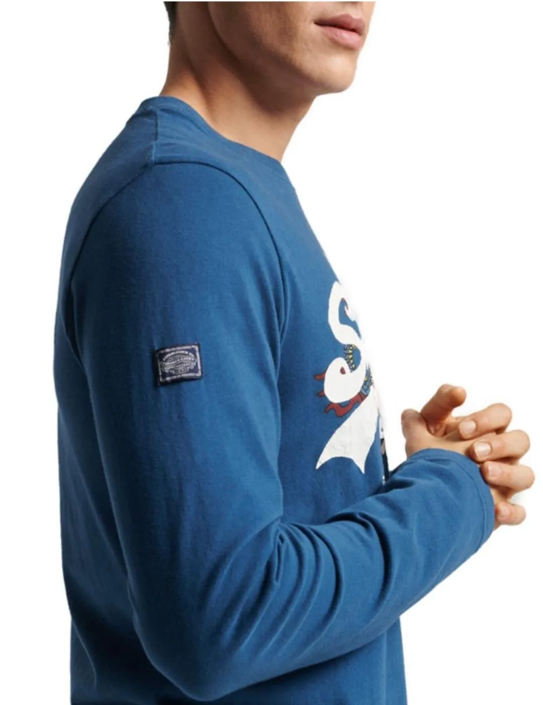 CAMISETA SUPERDRY NARRATIVE AZUL PARA HOMBREA
