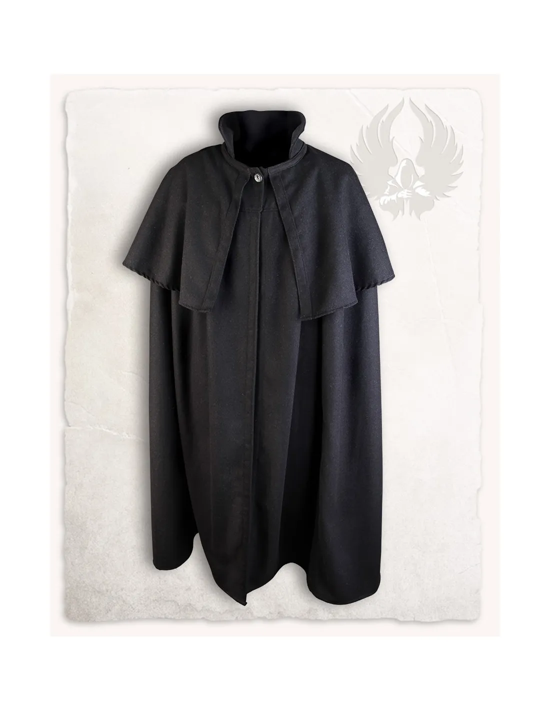 CAPA MEDIEVAL CUELLO ALTO MODELO BRON  NEGRA