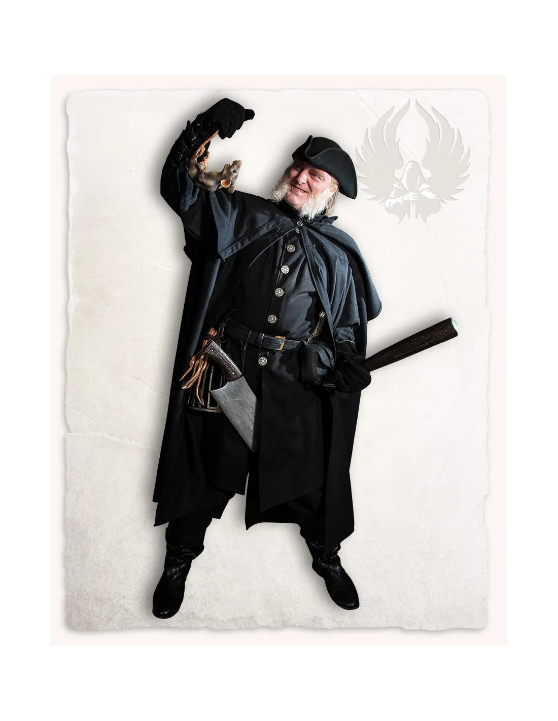 CAPA MEDIEVAL CUELLO ALTO MODELO BRON  NEGRA