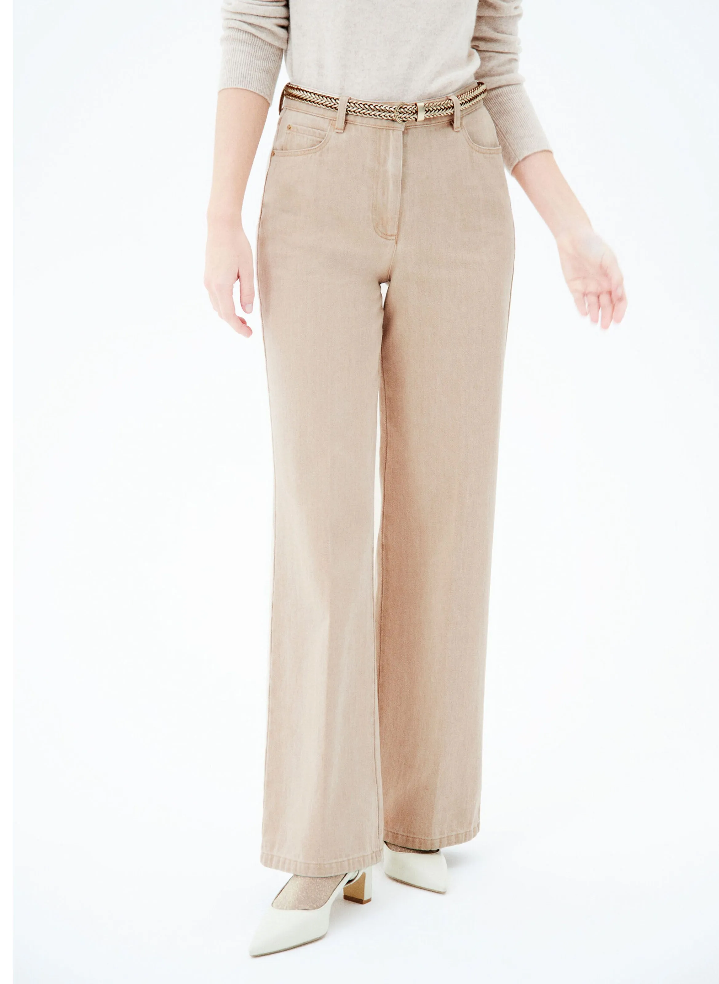 CAROLL PBRYAN  VAQUERO FLARE DE TALLE ALTO DE ALGODóN EN BEIGE