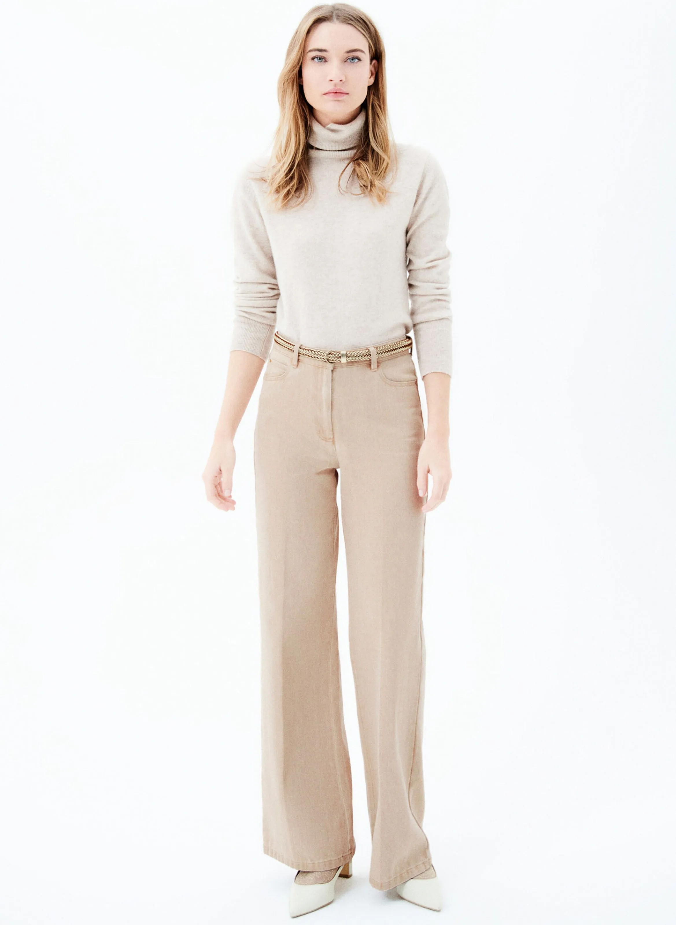 CAROLL PBRYAN  VAQUERO FLARE DE TALLE ALTO DE ALGODóN EN BEIGE