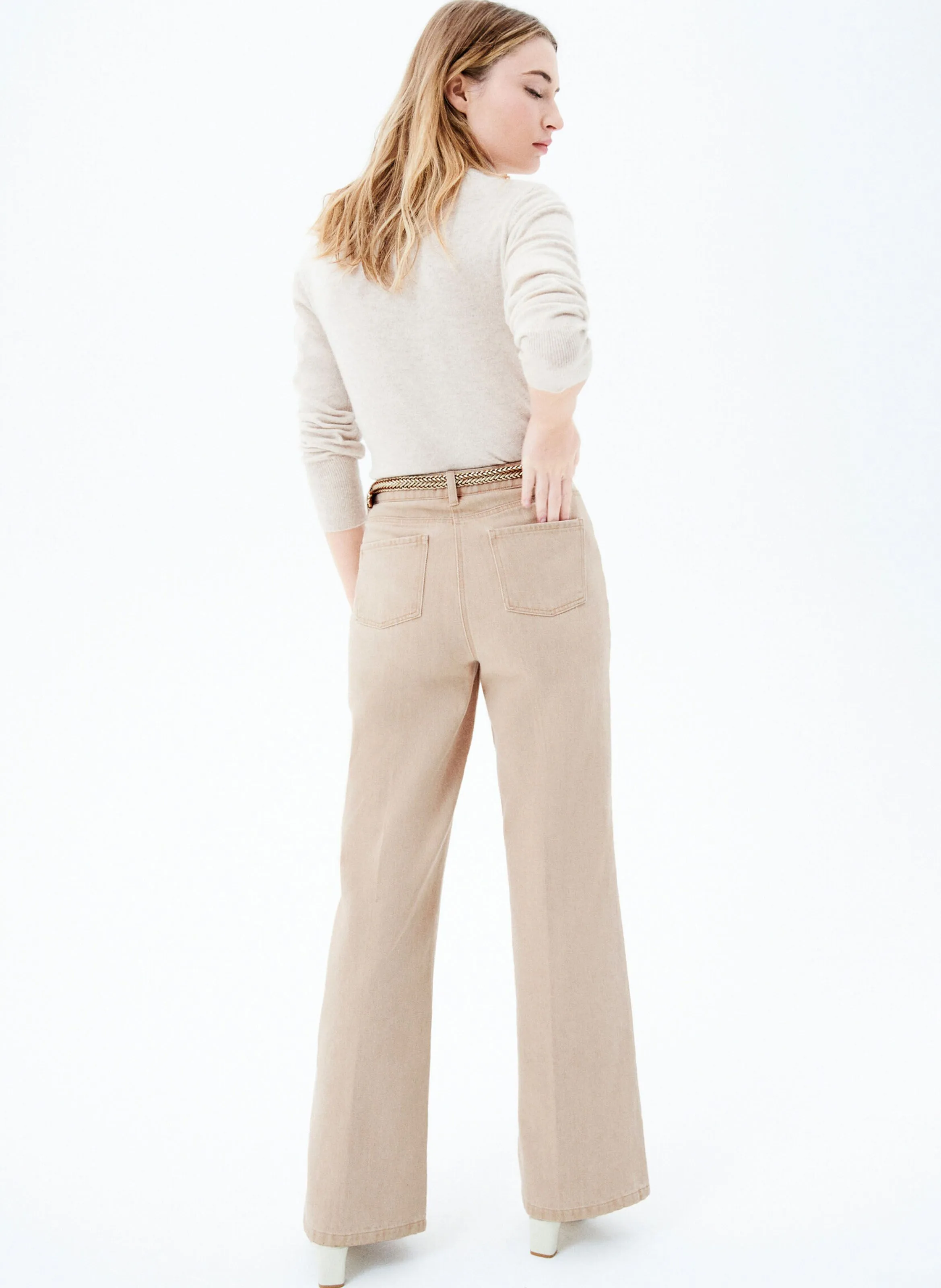 CAROLL PBRYAN  VAQUERO FLARE DE TALLE ALTO DE ALGODóN EN BEIGE