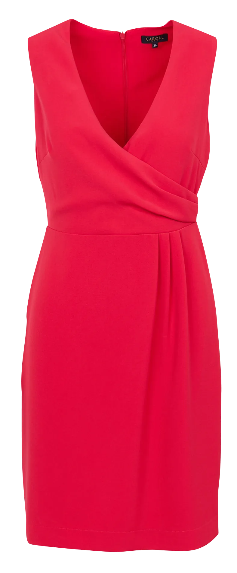 CAROLL RICKY  VESTIDO CORTO RECTO CON CUELLO DE PICO EN ROJO