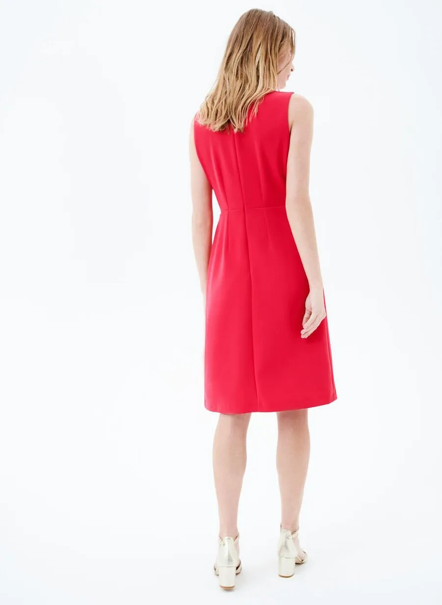 CAROLL RICKY  VESTIDO CORTO RECTO CON CUELLO DE PICO EN ROJO