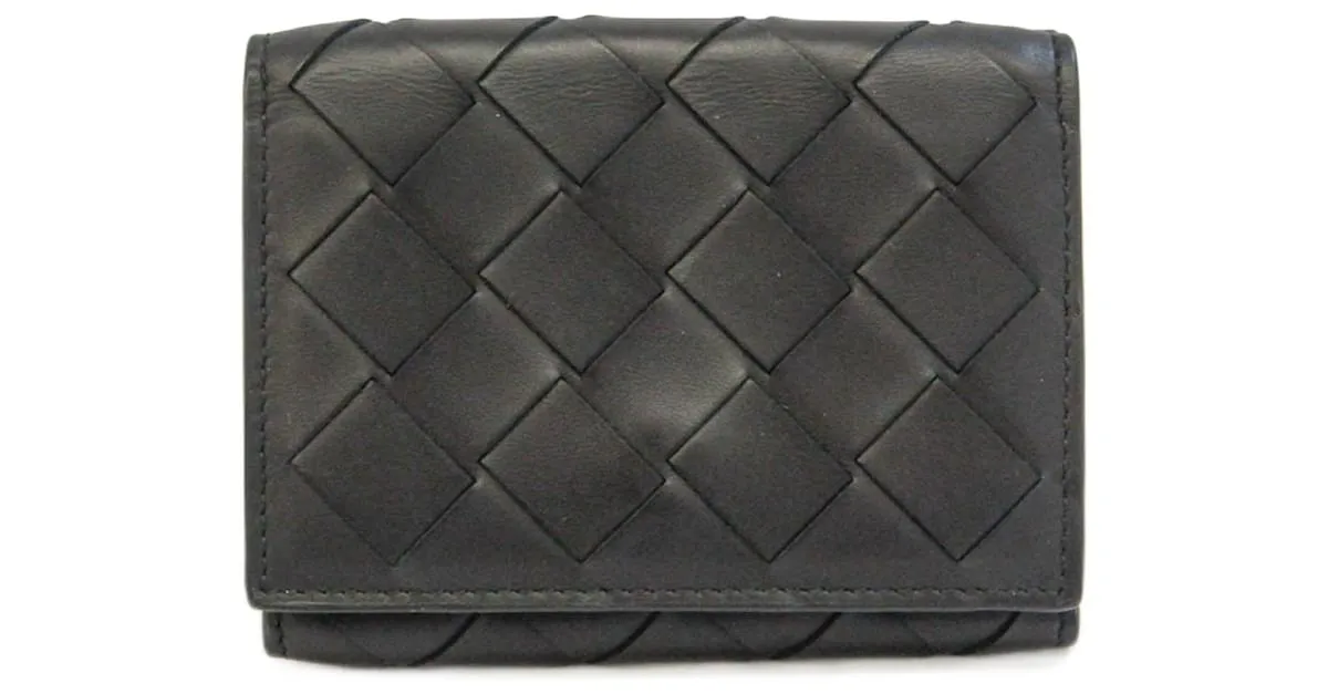 Cartera de cuero Intrecciato de Bottega Veneta Negro 