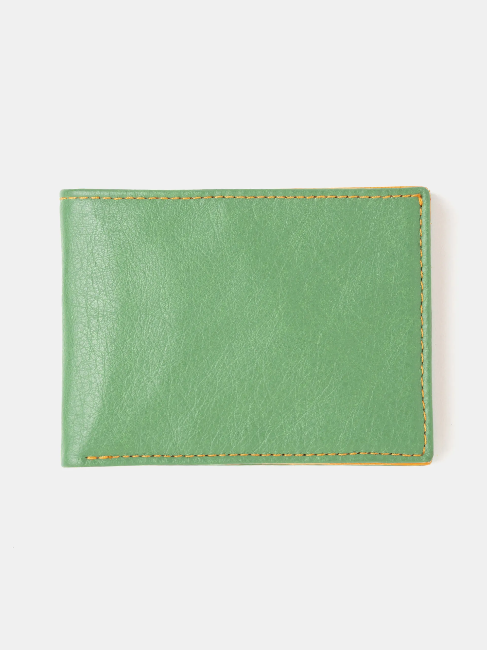 CARTERA PIEL VERDE Y NARANJA