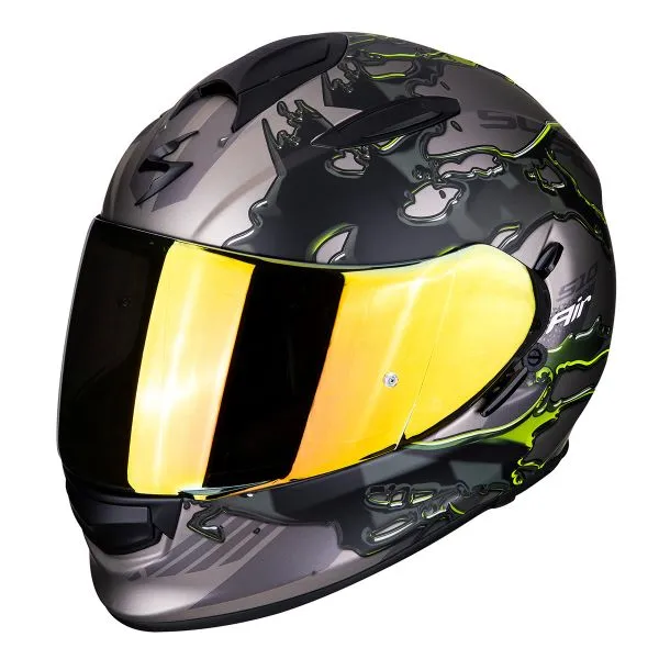 Casco Scorpion Exo 510 Air Likid Titanio Amarillo Fosforescente 