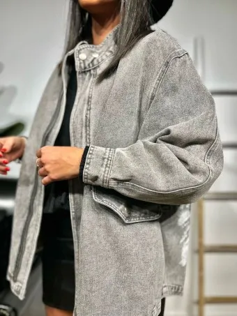 Cazadora Denim Bandera KINGDOM Gris