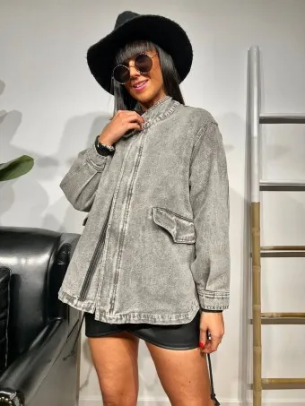 Cazadora Denim Bandera KINGDOM Gris