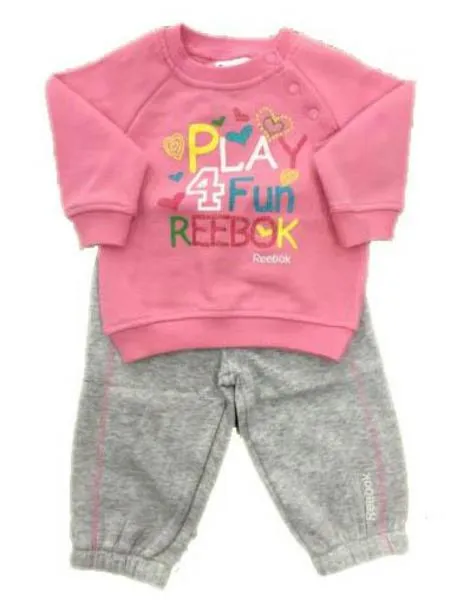 chandal reebok jogging set gris/rosa