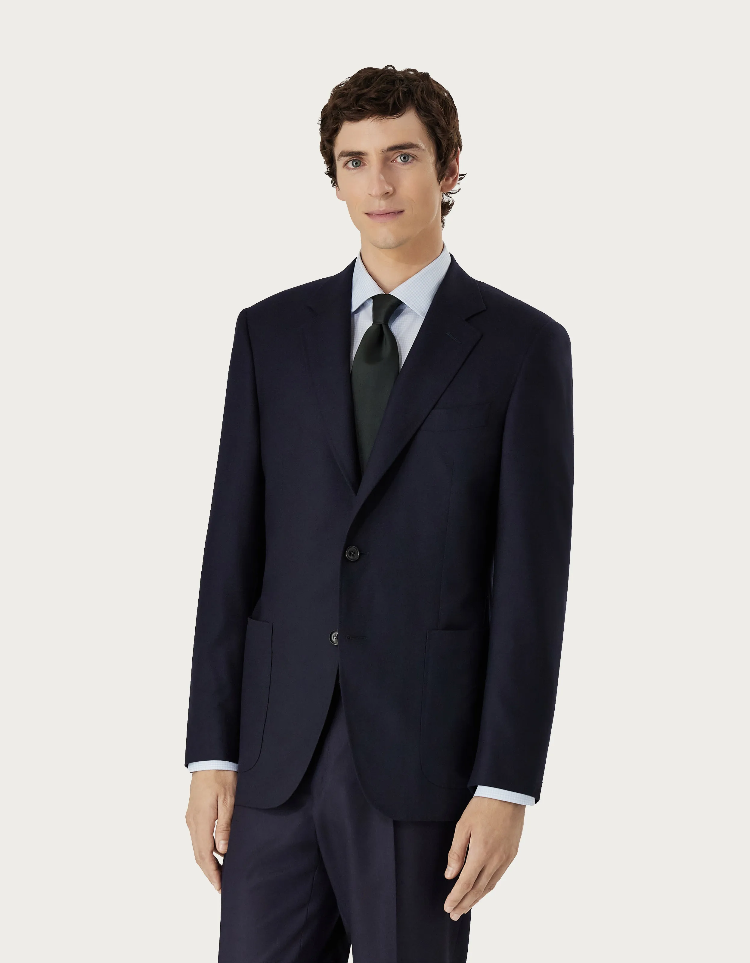 Chaqueta azul marino de cachemira elástica 