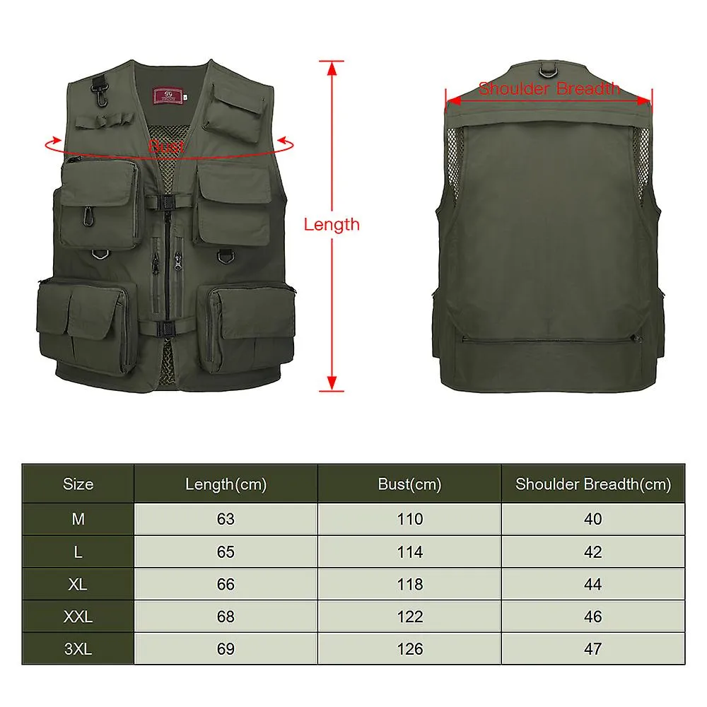Chaqueta de fotografía de pesca Verano Multi Pockets Chaquetas de malla Quick Dry Waistcoat
