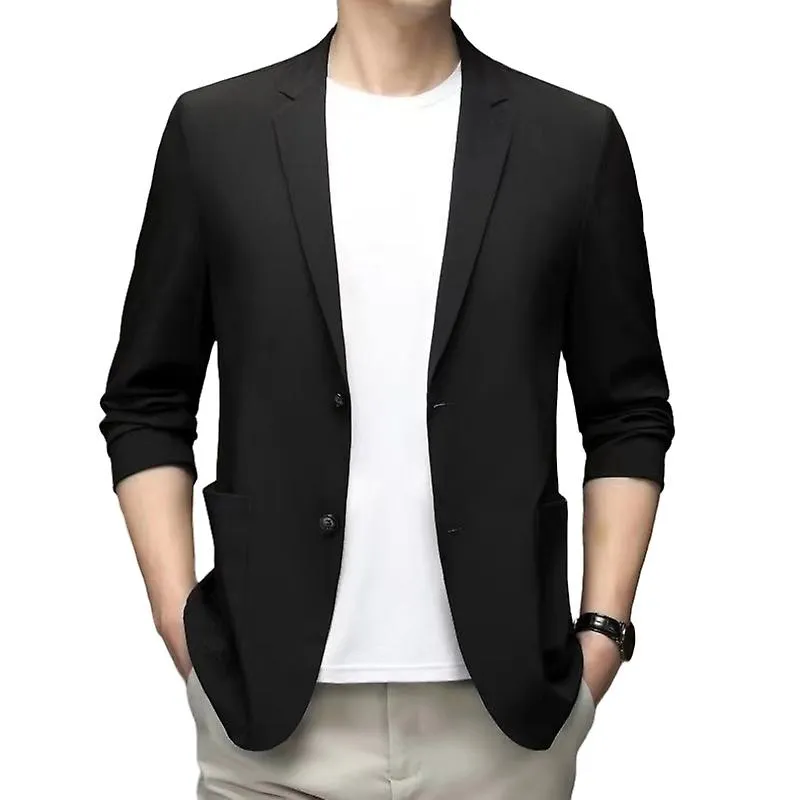 Chaqueta deportiva casual blazer para hombre chaquetas de negocios ligeras slim fit de dos botones negro