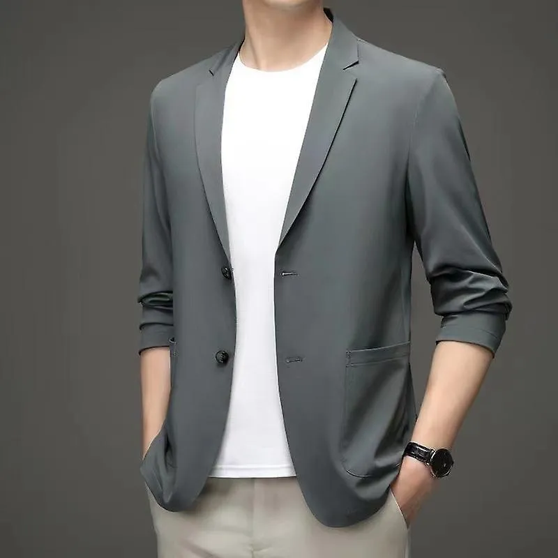 Chaqueta deportiva casual blazer para hombre chaquetas de negocios ligeras slim fit de dos botones negro