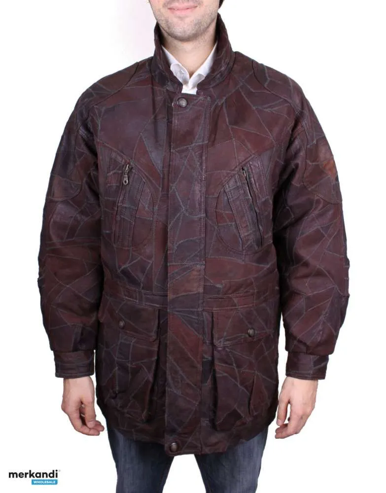 Chaquetas largas de napa de cordero confeccionadas con patchwork de napa de cordero