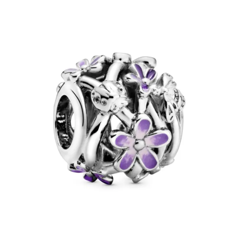 Charm en plata de ley Margarita Morada Filigrana 798772C02