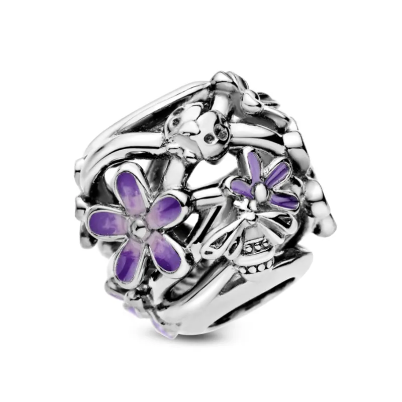 Charm en plata de ley Margarita Morada Filigrana 798772C02