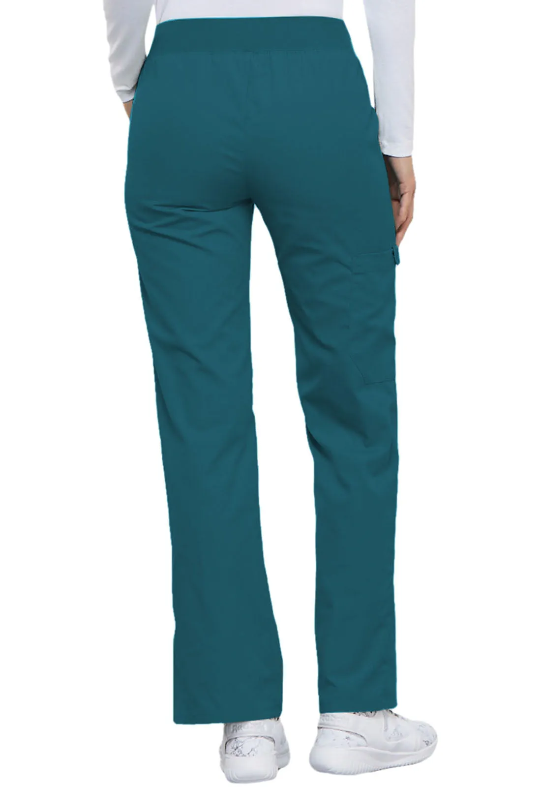 CHEROKEE FLEXIBLES MID RISE KNIT WAIST PULLON PANT IN CARIBBEAN BLUEDOOR CRASHER PRICED!