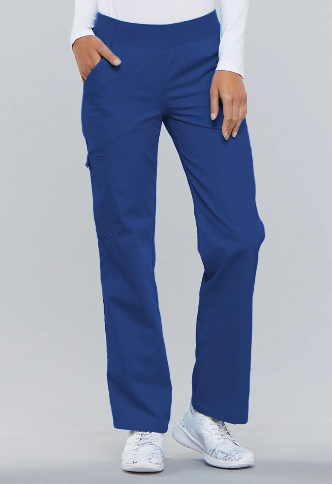 CHEROKEE FLEXIBLES MID RISE KNIT WAIST PULLON PANT IN GALAXY BLUEDOOR CRASHER PRICED!